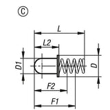 KIPP K1277.323013 SPRING SLEEVE ROUNDED, FORM:C W. COLLAR L=13, D=4,1, D1=3 STAINLESS STEEL, COMP:STAINLESS STEEL