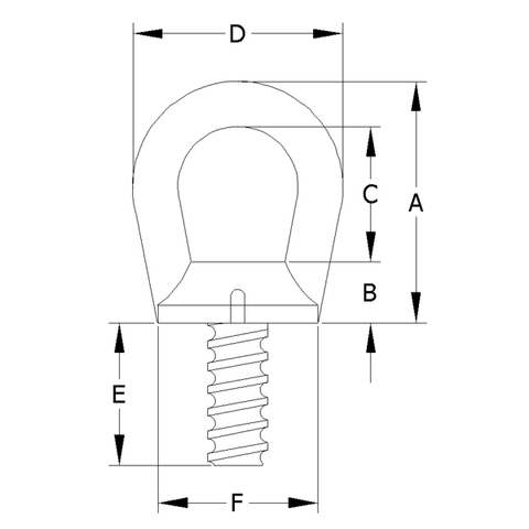 ACTEK AK48566 15,000 LBS EYE NUT WITH COIL BOLT 1-1/4-3-1/2 E= 4 L BLACK OXIDE FINISHED