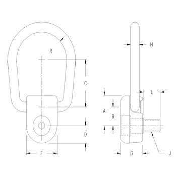 ACTEK AK68250 Forged Side Pull HOIST RING 3/4-10 5000 LBS