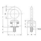 ACTEK AK56006 5/8-11 FORGED SWIVEL HOIST RING 4,000 lbs 1-1/4 IN THREAD PROJ.