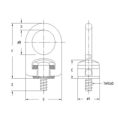 ACTEK AK57102 2,500 LBS COIL FORGED HOIST RING 1/2-6 COIL THREAD E=3 200% PROOF LOAD TESTED W/SERIAL #