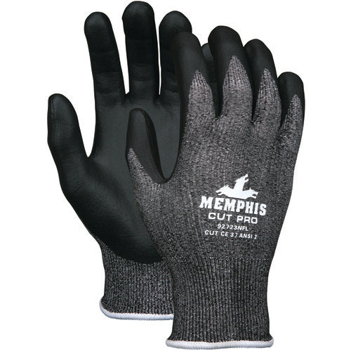 Memphis KB5192723NFL MCR Safety Cut Pro Glove - 13 Gauge HyperMax Shell - Nitrile Foam Coated Palm and Fingertips - Size Large