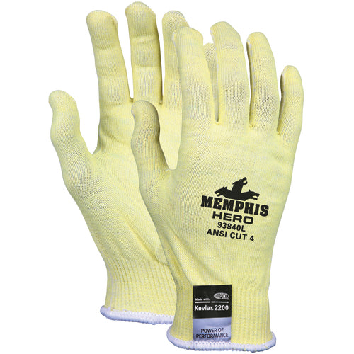 Memphis KB5193840L MCR Safety Cut Pro Hero Gloves - 13 Gauge Kevlar / Stainless Steel / Spandex - Uncoated Fiber - Size Large