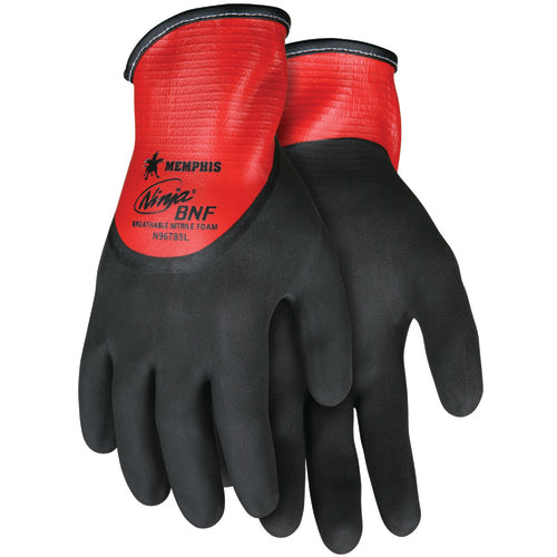 Memphis KB51N96785M Ninja BNF Gloves with NFT Coating - 18 Gauge Nylon/Spandex - Full Nitrile Dip - Second Coating BNF - Size Medium