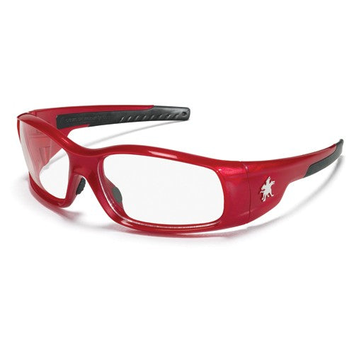Crews KB85SR130 Safety Glasses - Clear Lens - Red Frame SR1 Style
