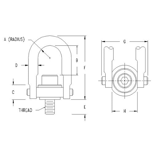 ACTEK AK47132 2,150 KG METRIC SWIVEL HR, LONG BAR M20X2.50, 29 THREAD PROJ. 200% PROOF-LOAD TESTED W/SERIAL #