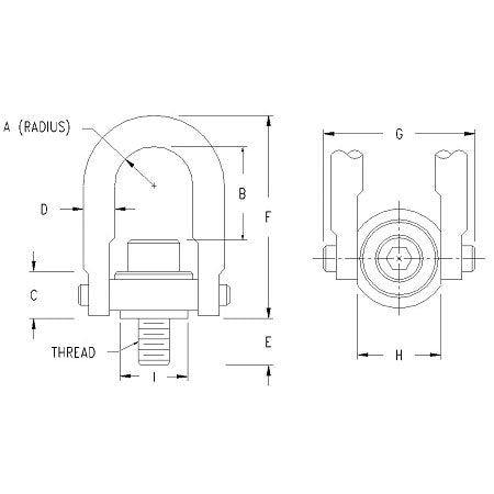 ACTEK AK46966 Safety Swivel Hoist Rings M36 X 4.00 11000 KG