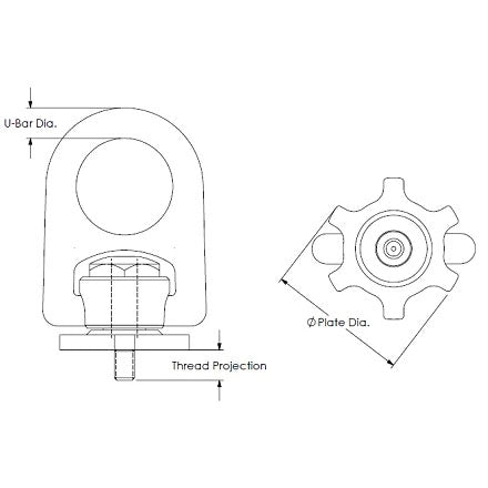 ACTEK AK42404 20,000 LBS SPEED BASE FORGED HOIST RING 1-1/2-6 E=3-1/4 200% PROOF-LOAD TESTED W/SERIAL #