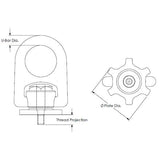 ACTEK AK42002 2,500 LBS SPEED BASE FORGED HOIST RING 1/2-13 E=3/4 200% PROOF-LOAD TESTED W/SERIAL #