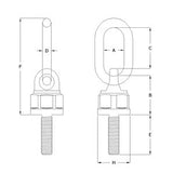 ACTEK AK44355 8,000 KGS METRIC ULTRA LIFTING RING M39X4.00 E=58 mm THREAD LENGTH 200% PROOF-LOAD TESTED W/SERIAL #